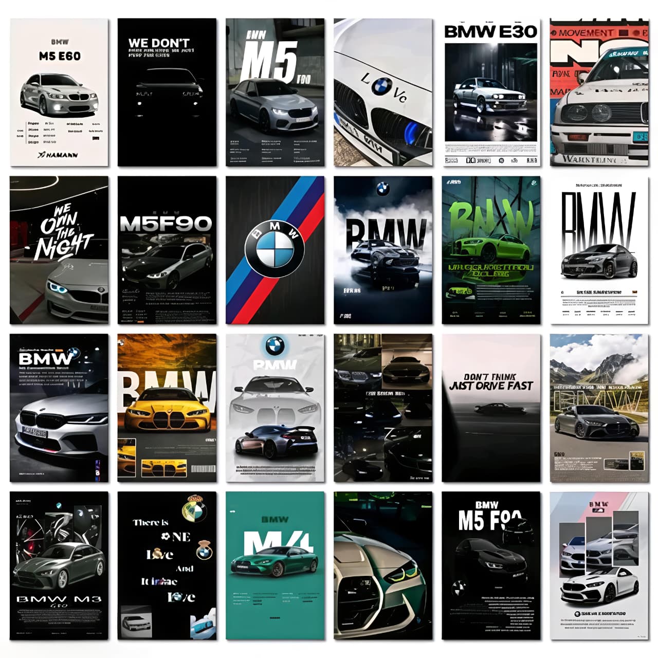 Aesthetic BMW Car Wall Collage Kit || 24pcs (4×6inch) car Aesthetic Posters For Room Decoration.
