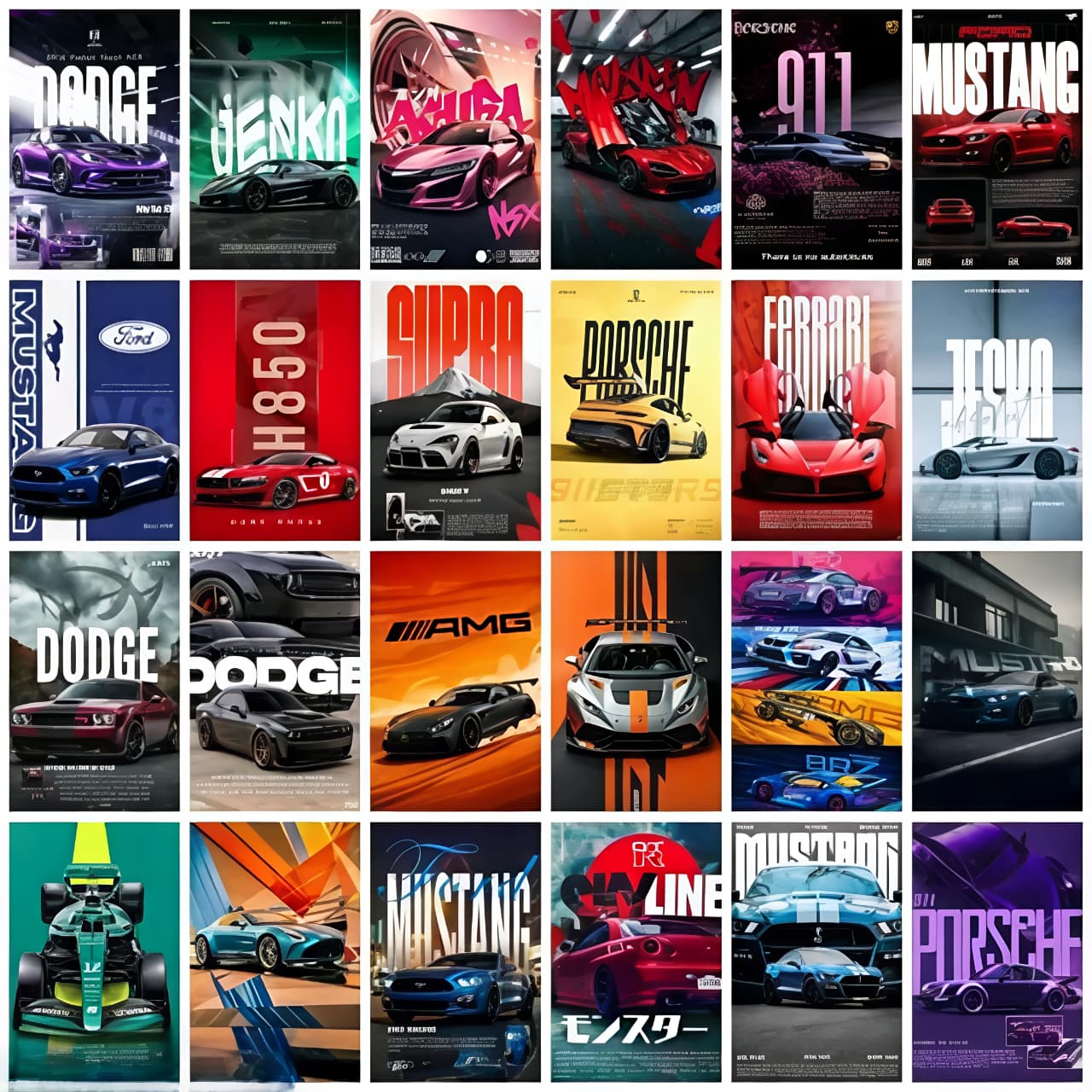 Aesthetic Car Wall Collage Kit || 24pcs (4×6inch) For Room Decoration