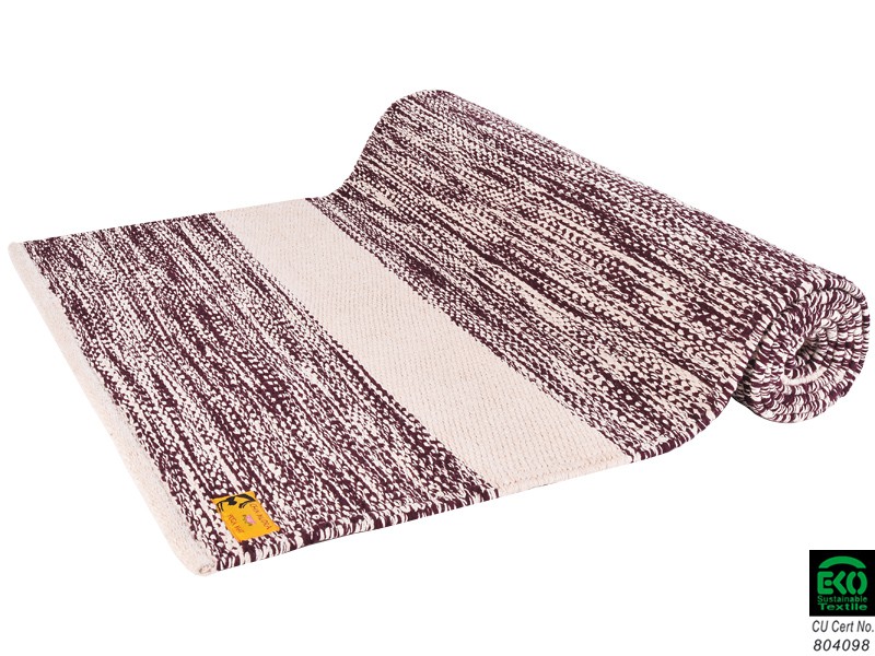 Tapis de yoga Taj - Coton naturel - 2 m x 66 cm x 5mm Bordeaux/Safran