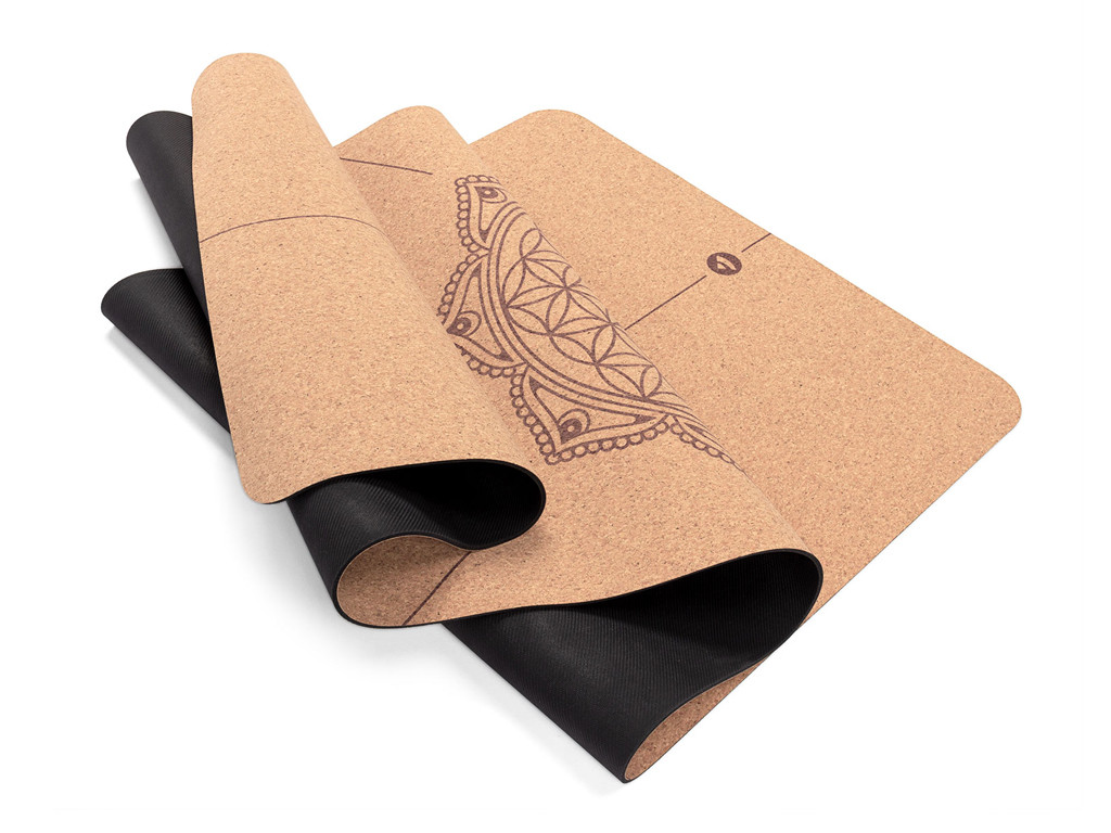 Tapis de yoga en liège FLEUR DE VIE 185 cm x 66 cm x 4 mm
