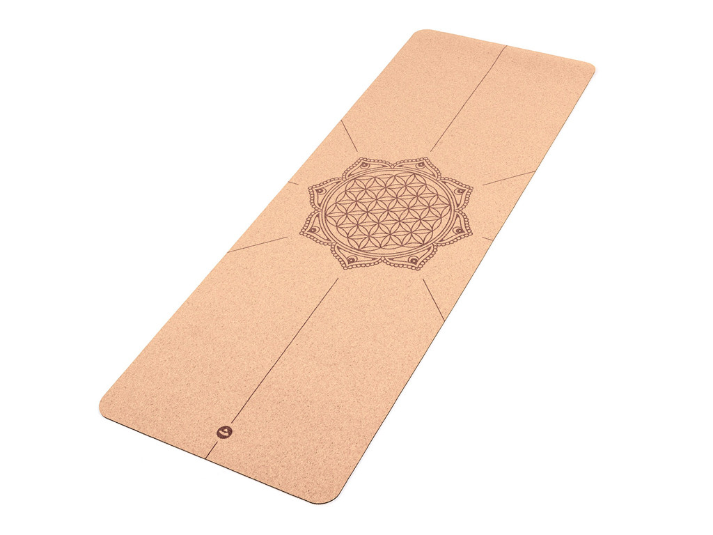 Tapis de yoga en liège FLEUR DE VIE 185 cm x 66 cm x 4 mm