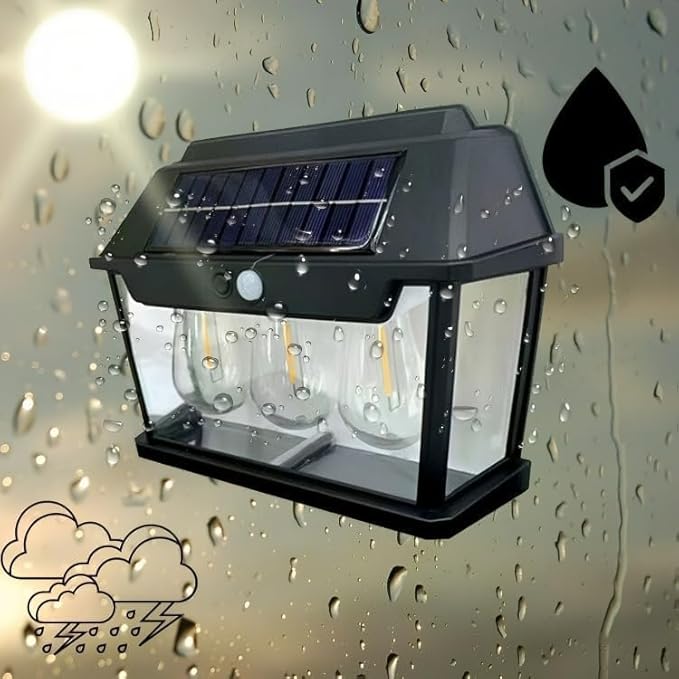 ARKAIA Solar Motion Sensor Wall Light – 3 LED Bulbs