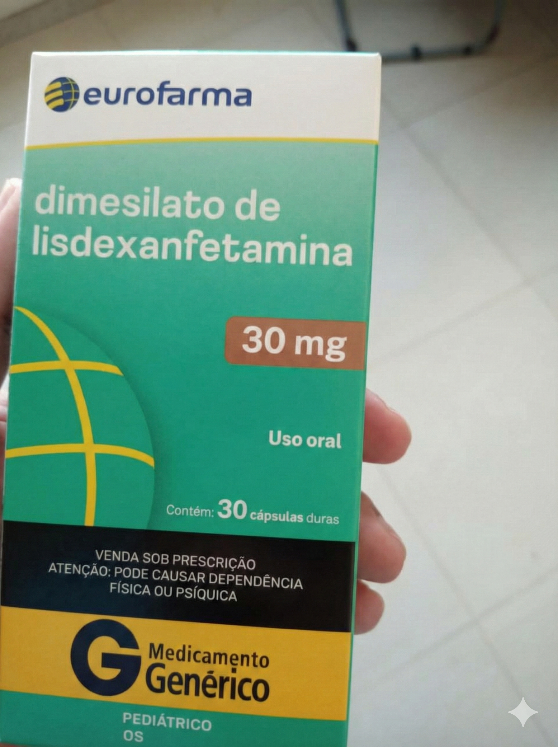 Lisdexanfetamina 30mg (apresentação de 30 cápsulas)