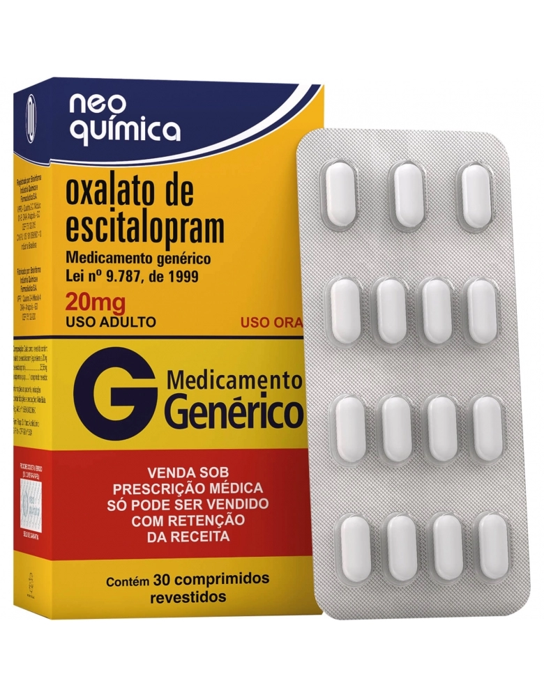 Oxalato de Escitalopram 20mg Genérico EMS 30 Comprimidos Revestidos