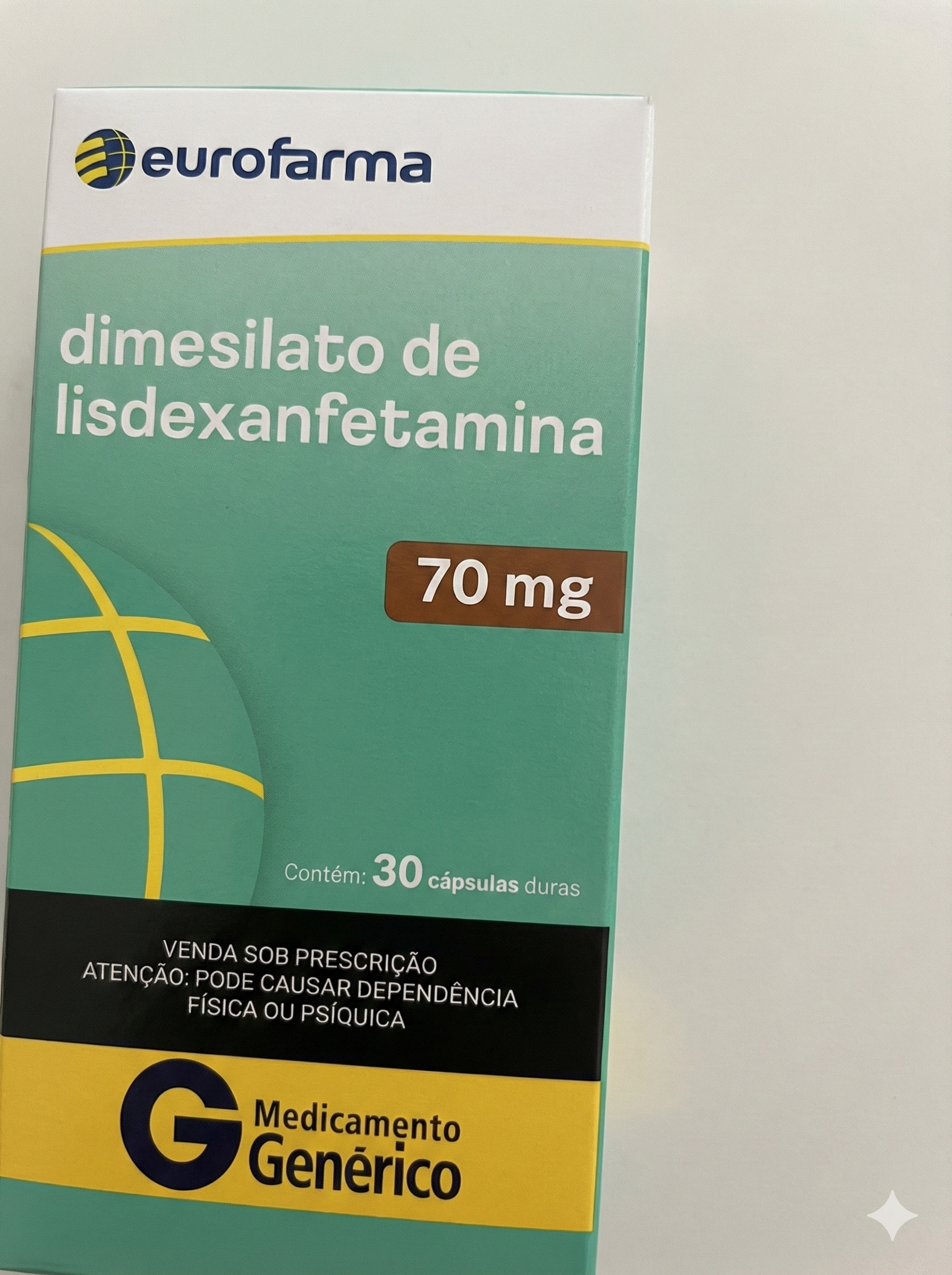 Lisdexanfetamina 70mg (apresentação de 30 cápsulas)
