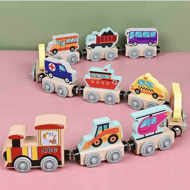 Wooden Vehicle Puzzle Train Set