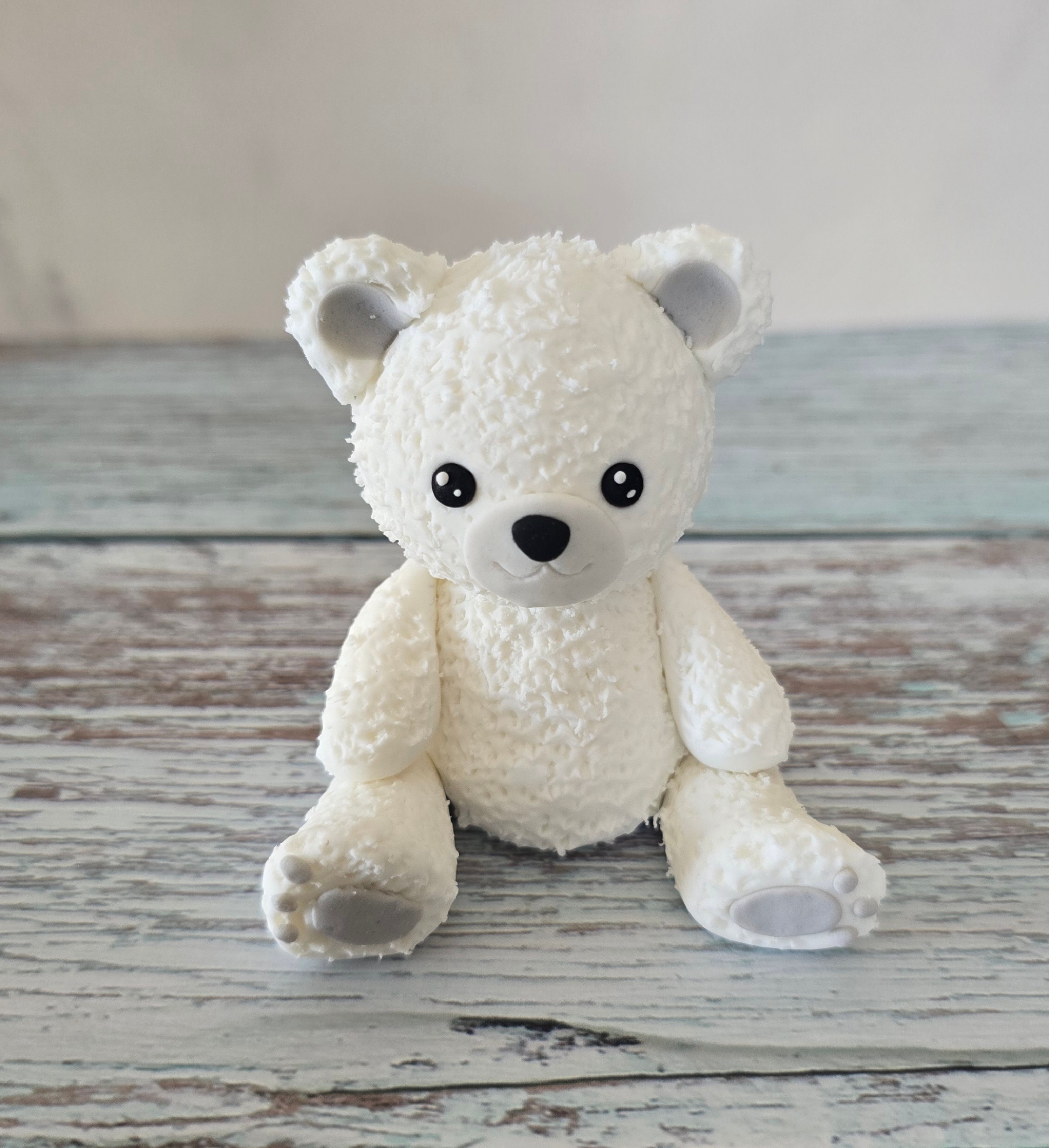 Plush White Teddy Bear Cake Topper