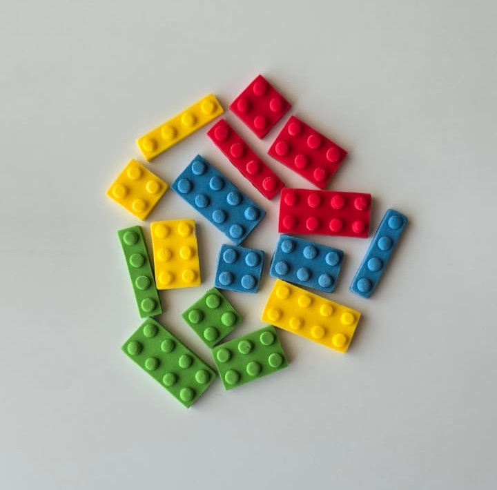 Lego blocks fondant decorations 