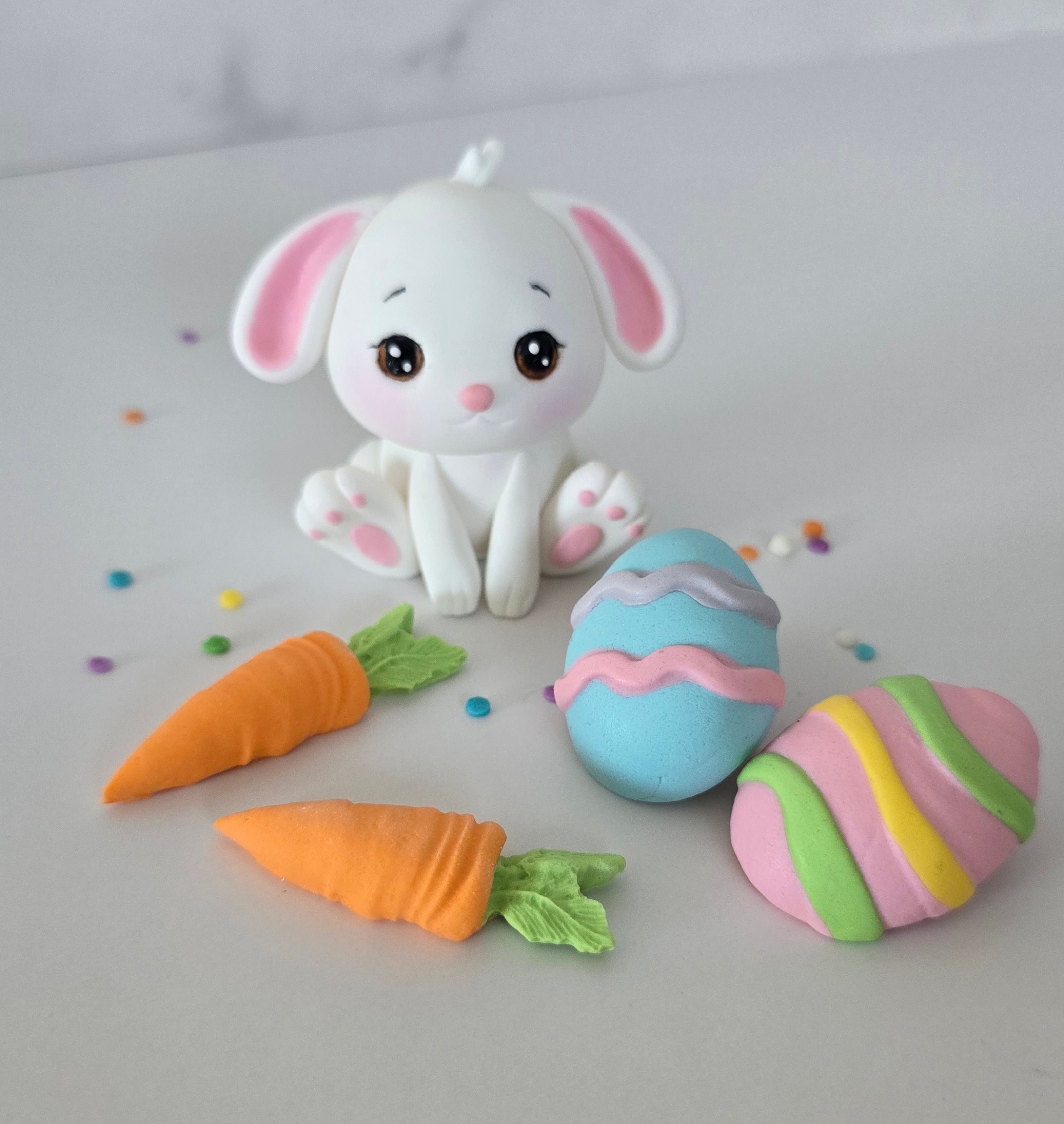 Easter Bunny Fondant Figure Cake Topper Set