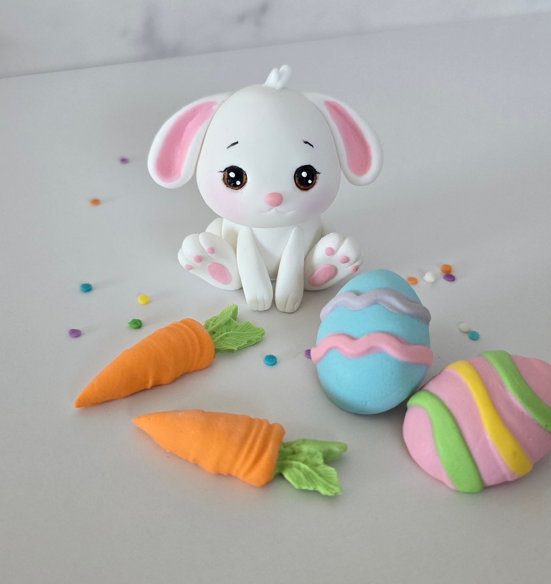 Easter Bunny Fondant Figure Cake Topper Set