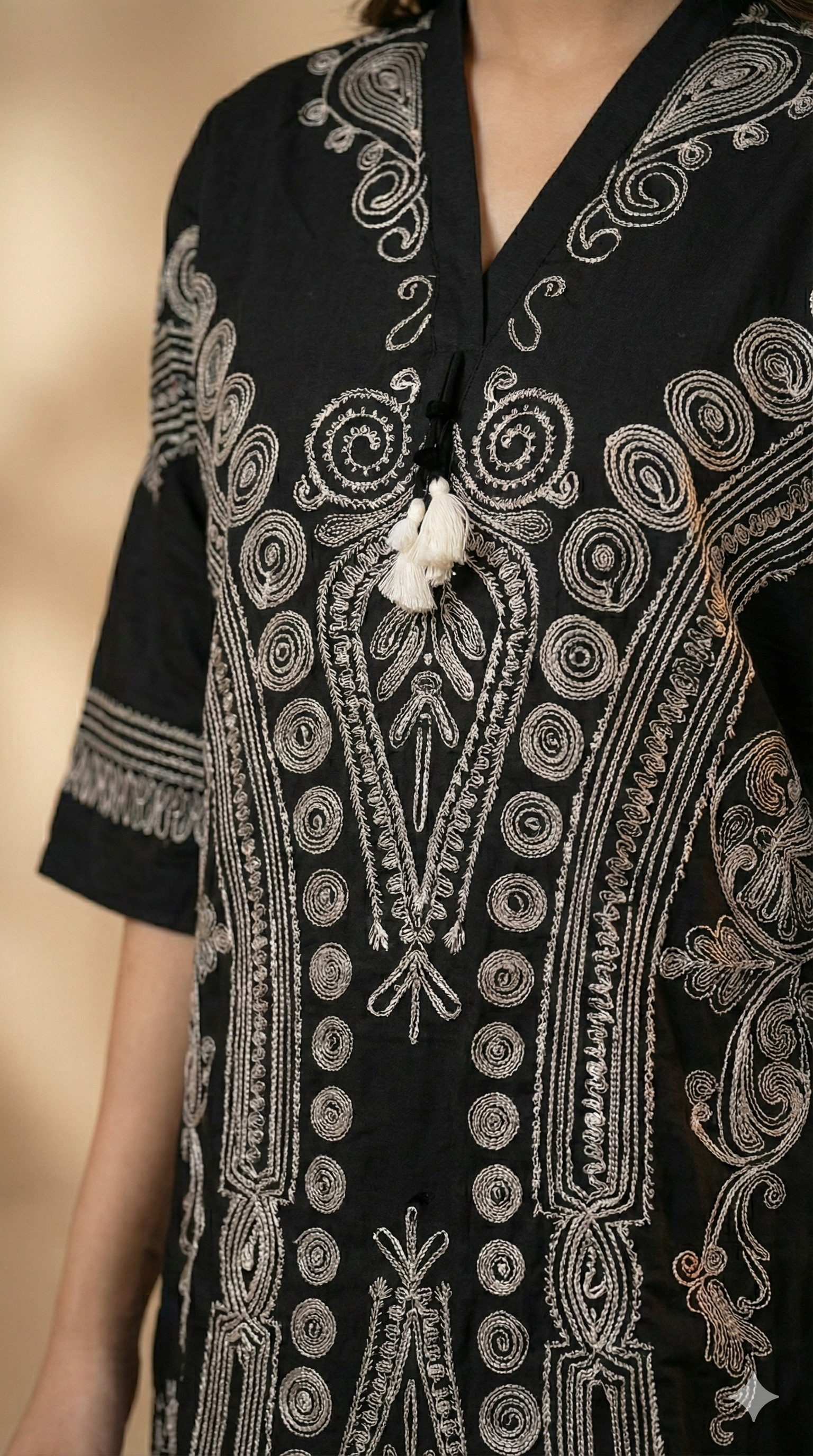 Black Embroidered Kurta Set