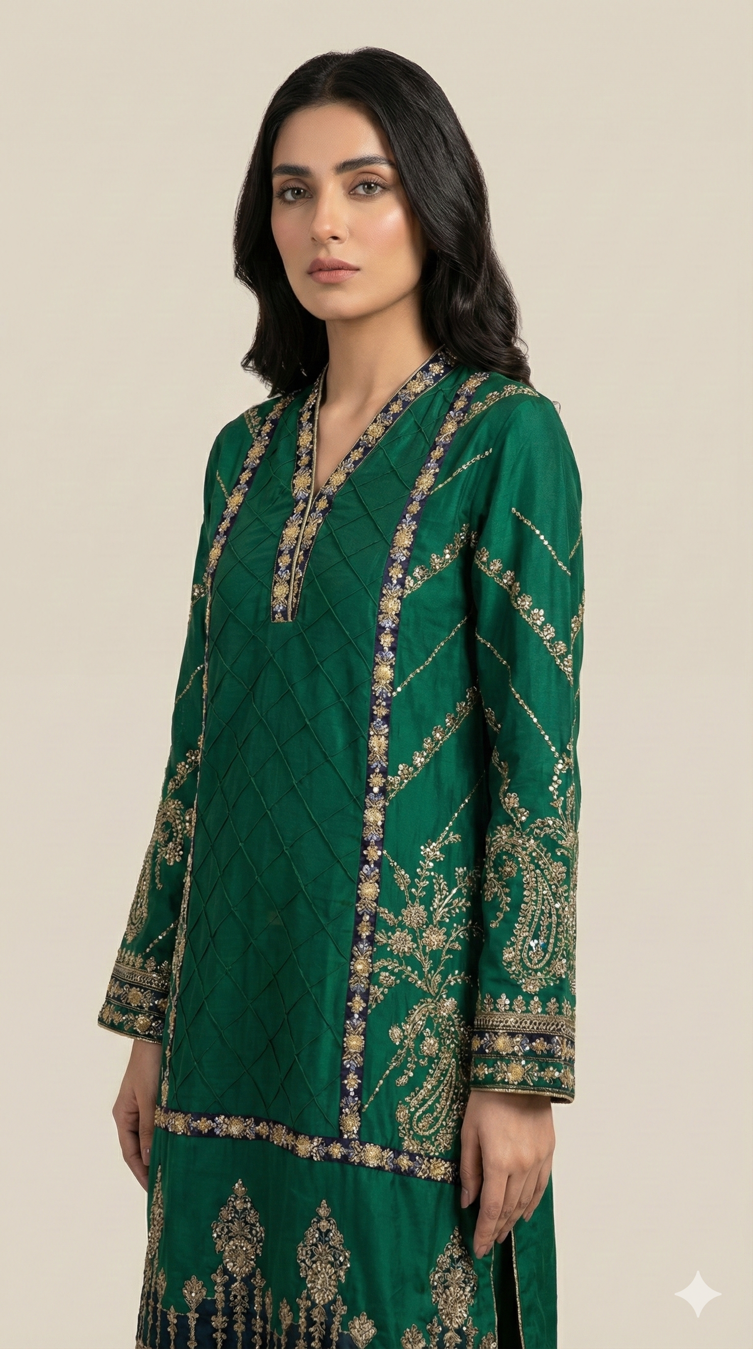 Embroidered green kurta