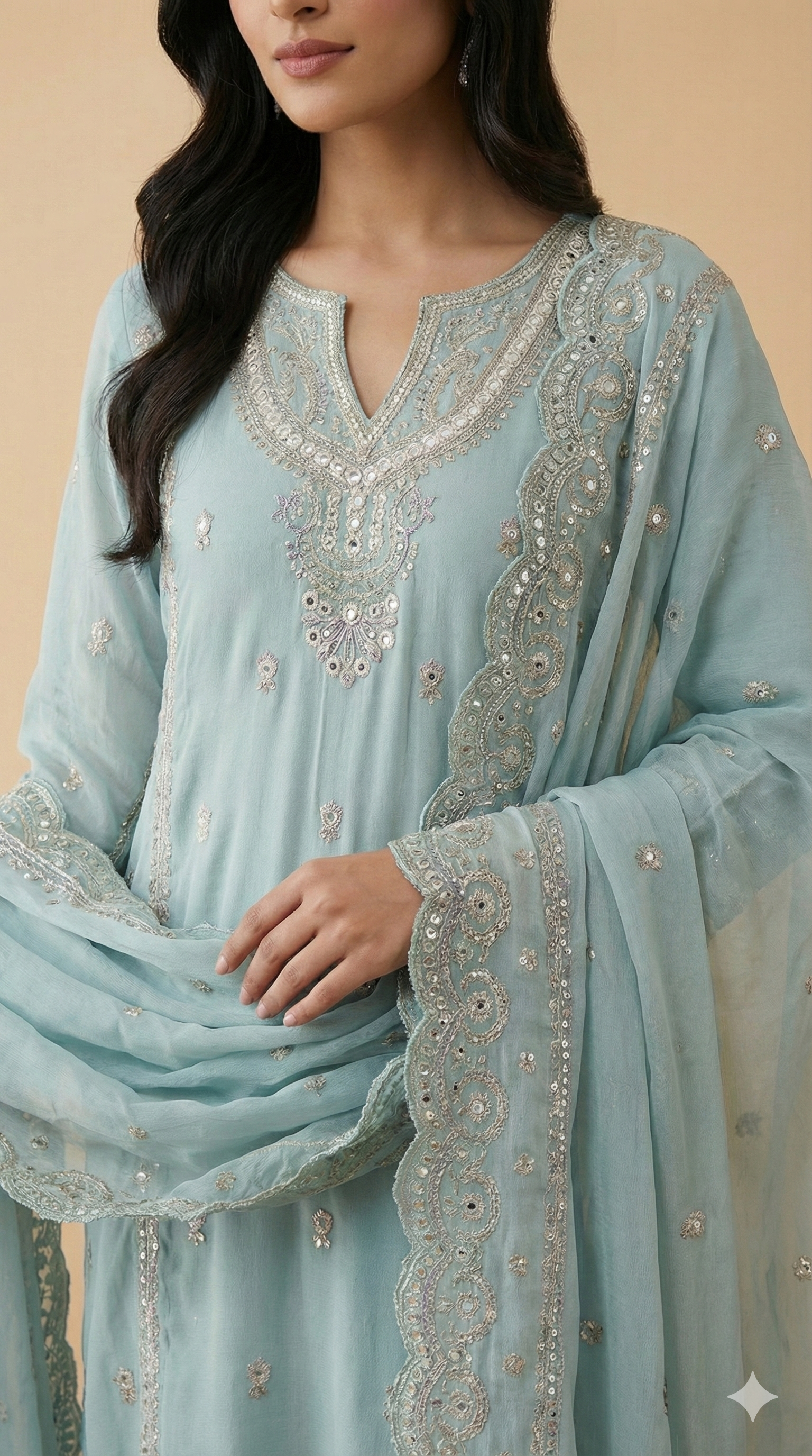 Embroidered Light Blue Salwar Kameez
