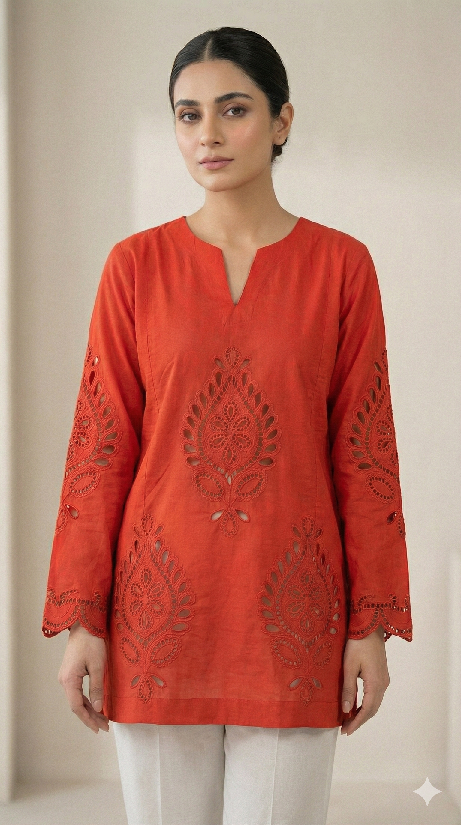 Embroidered Red Kurti