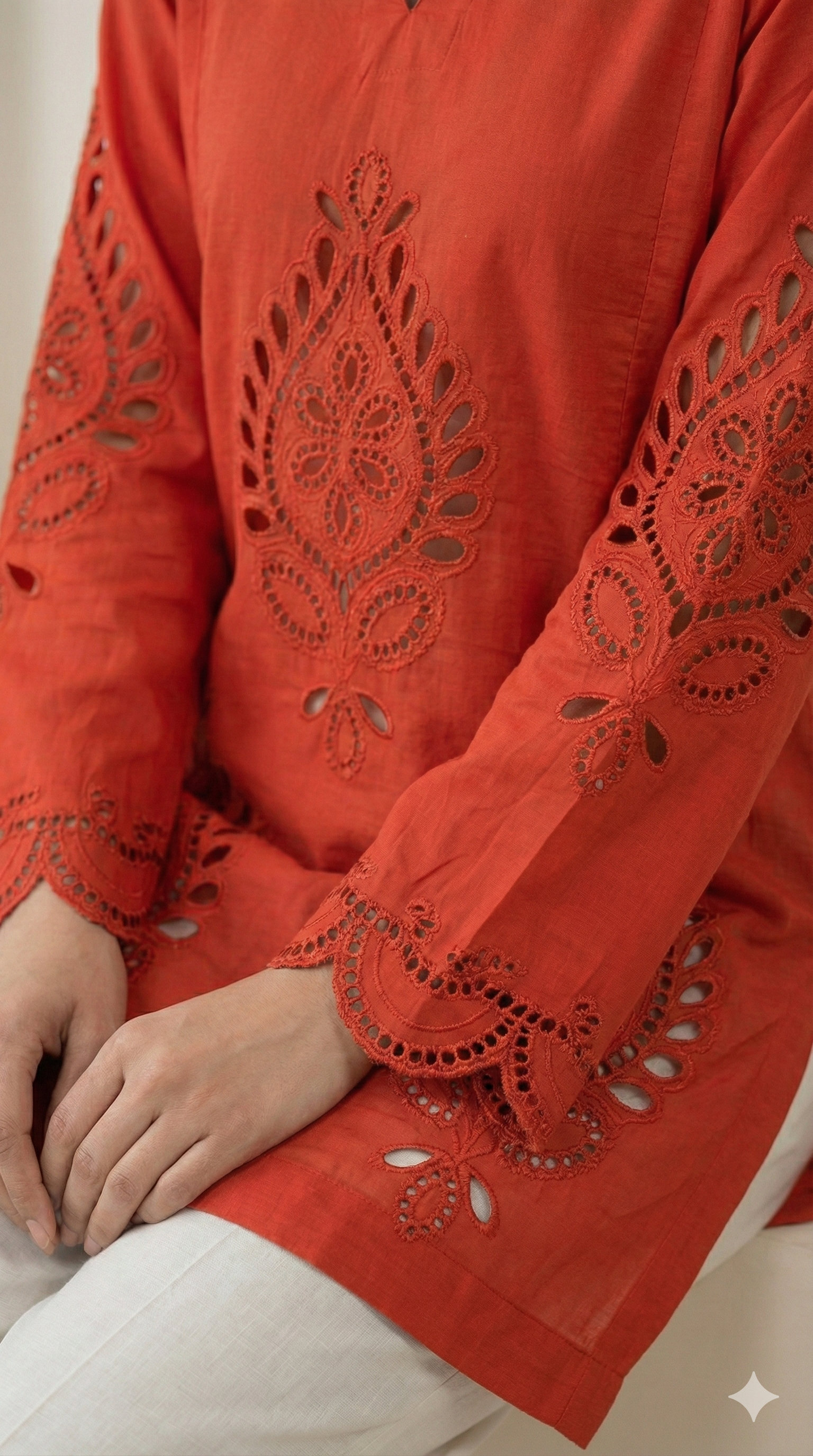 Embroidered Red Kurti