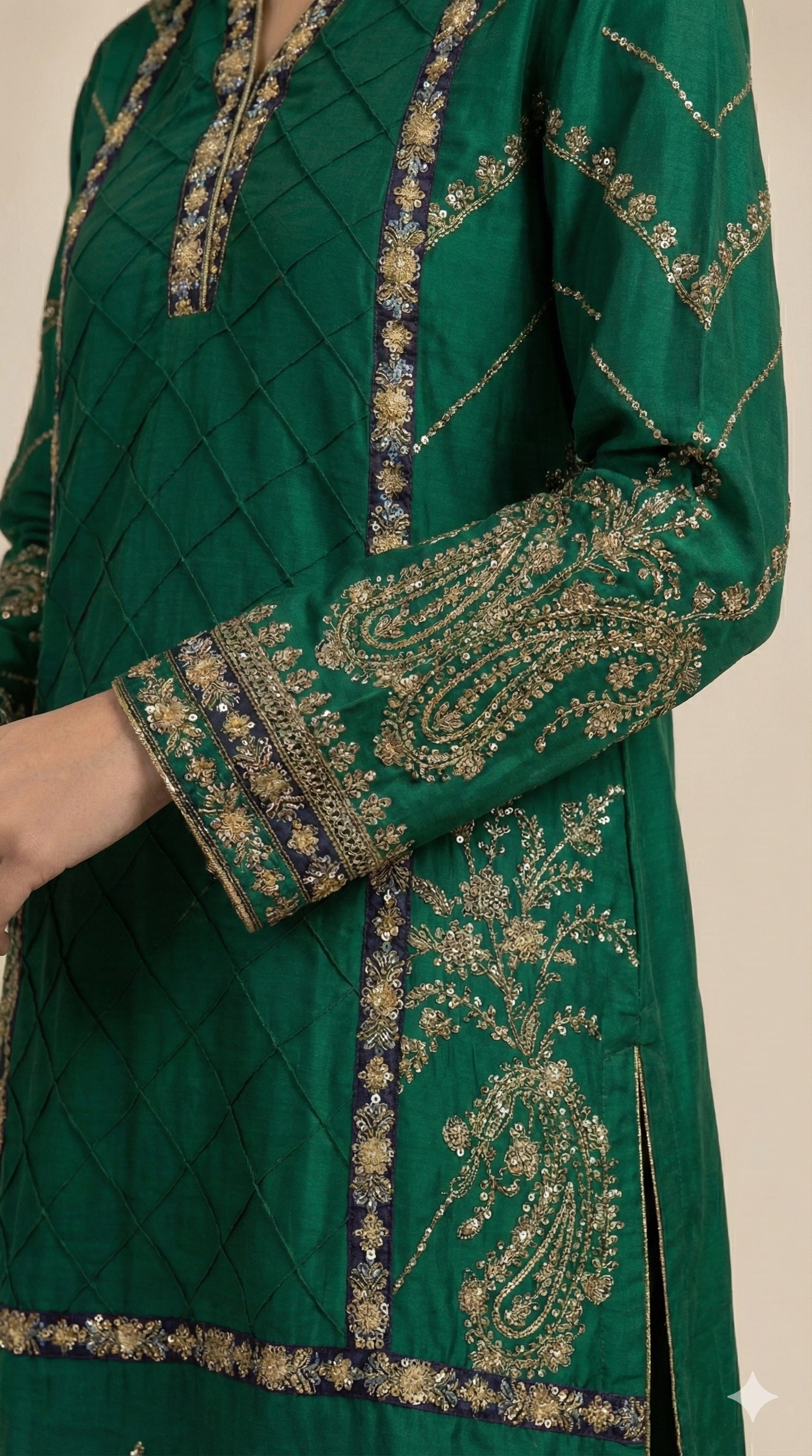 Embroidered green kurta