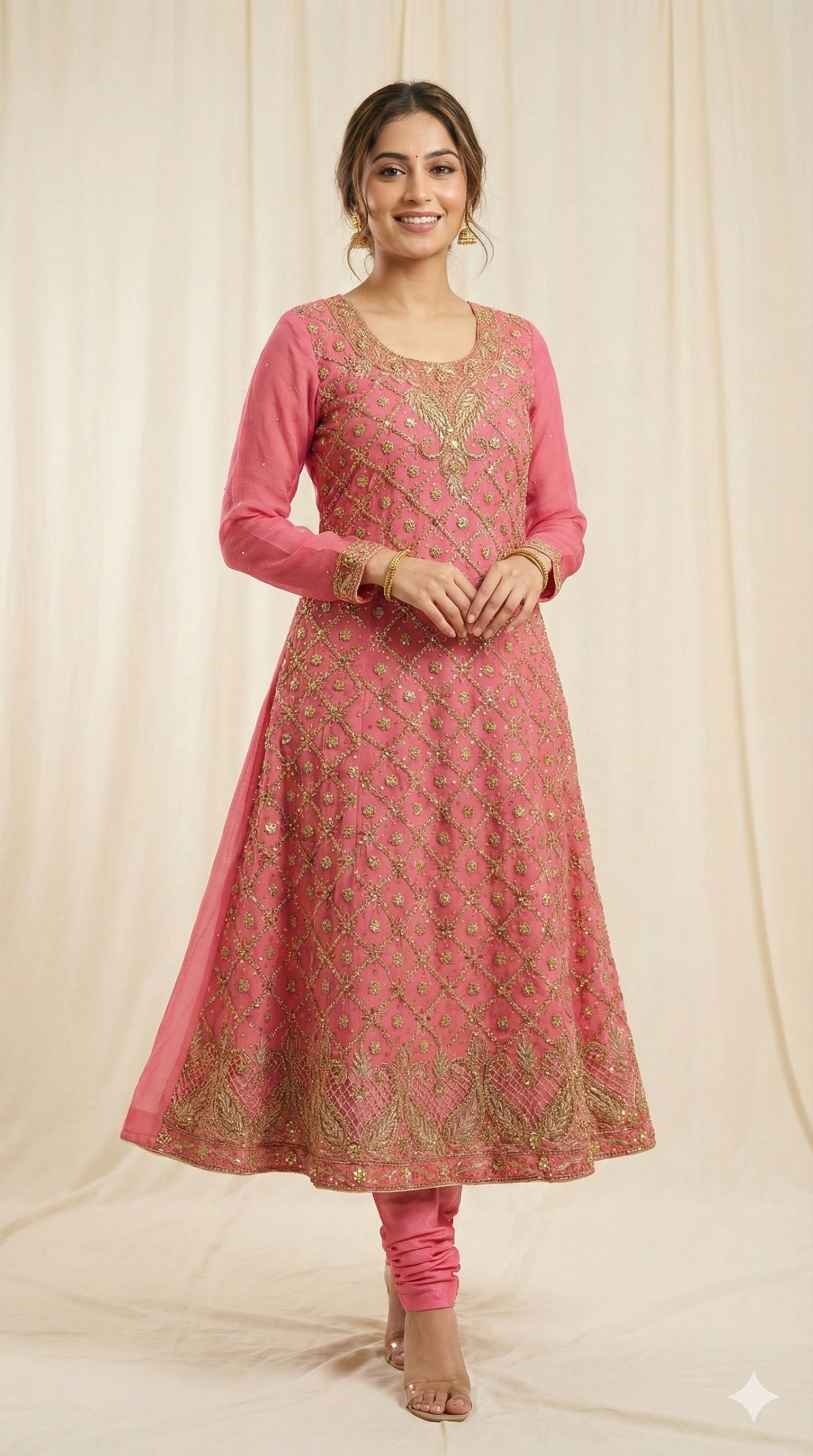 Embroidered Pink Anarkali Dress