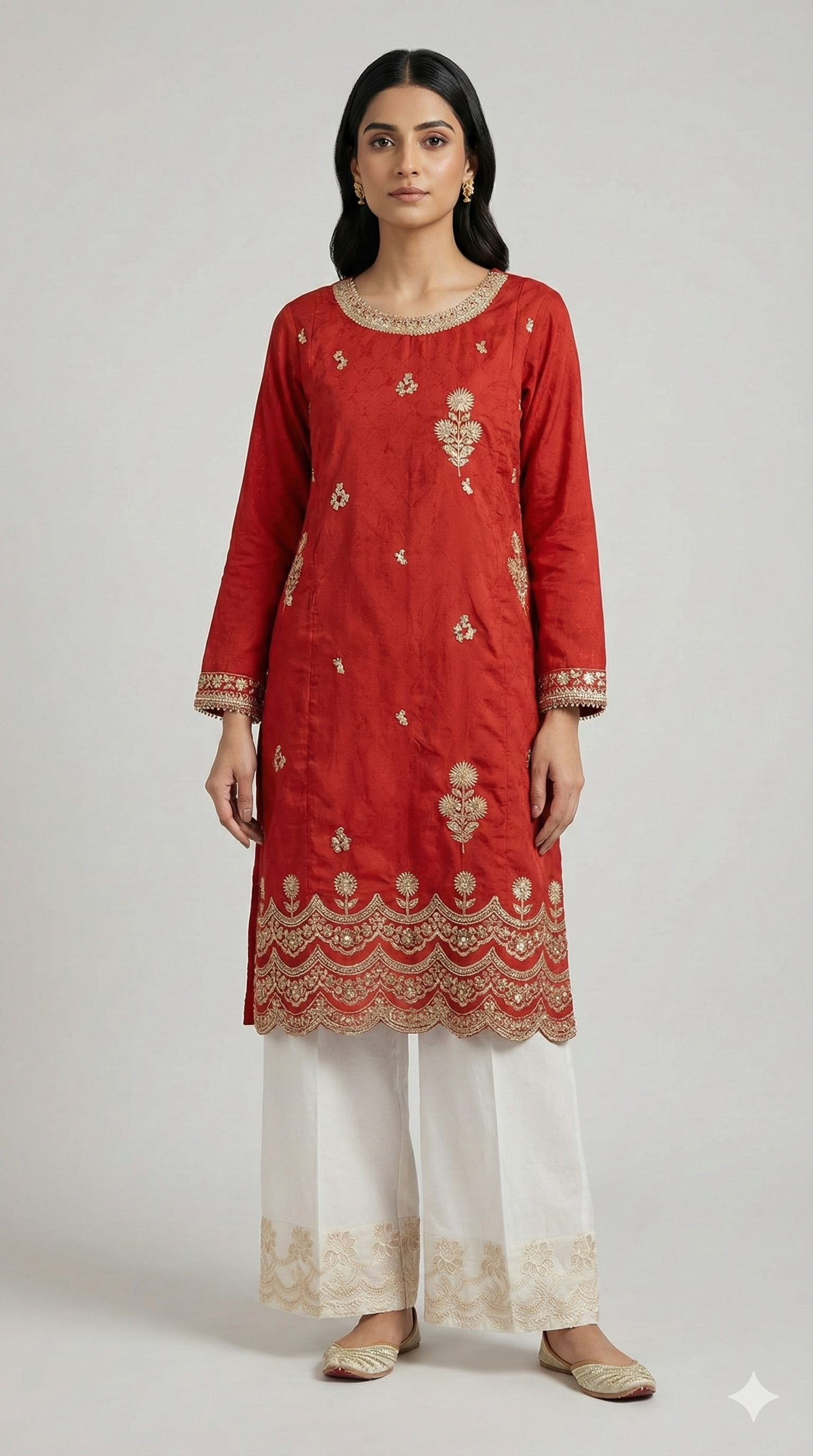 Embroidered Kurta and Palazzo Set