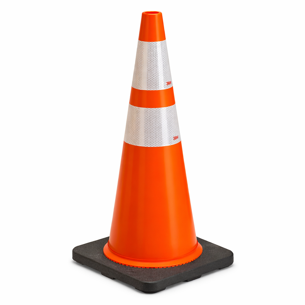 28-inch traffic cones with reflective stips