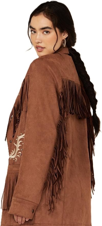 EMBROIDERED FRINGED SUEDE JACKET