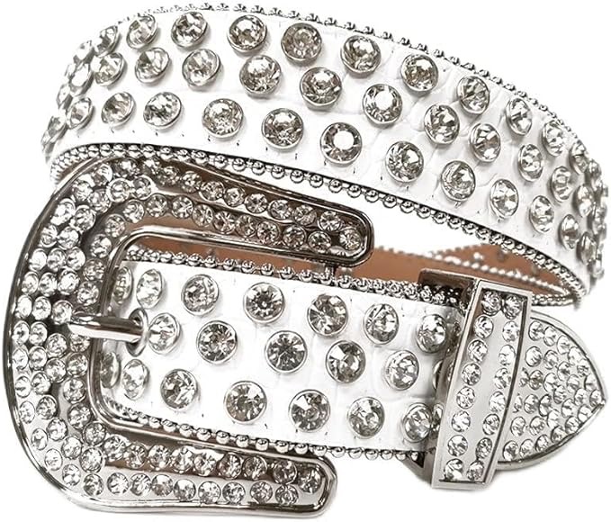 COWGIRL COWBOY WESTERN RHINESTONES BELT REMOVABLE BUCKLE DIAMOND STUDDED FOR WOMEN MEN