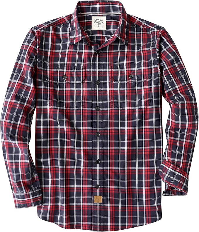 Dubinik Mens Casual Plaid Shirt Long Sleeve