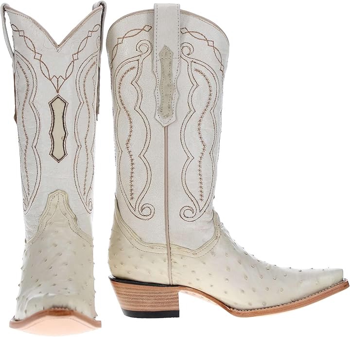 VACCARI WOMEN’S FULL QUILL OSTRICH COWGIRL BOOTS SNIP TOE