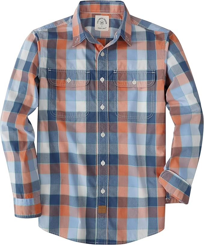 Dubinik Mens Casual Plaid Shirt Long Sleeve