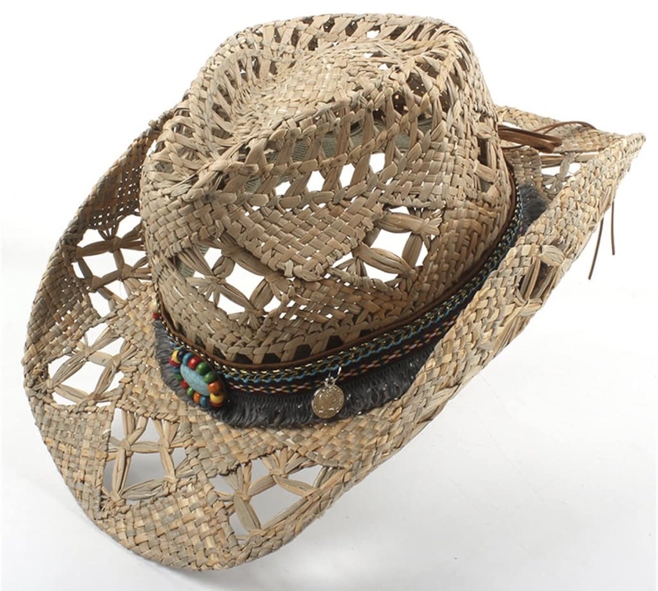 HANDWOVEN NATURAL STRAW COWBOY HAT