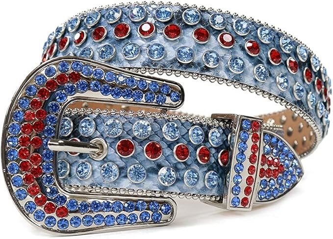 COWGIRL COWBOY WESTERN RHINESTONES BELT REMOVABLE BUCKLE DIAMOND STUDDED FOR WOMEN MEN