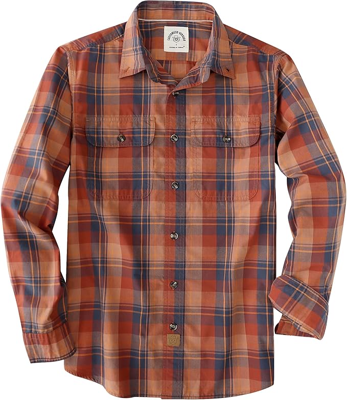 Dubinik Mens Casual Plaid Shirt Long Sleeve
