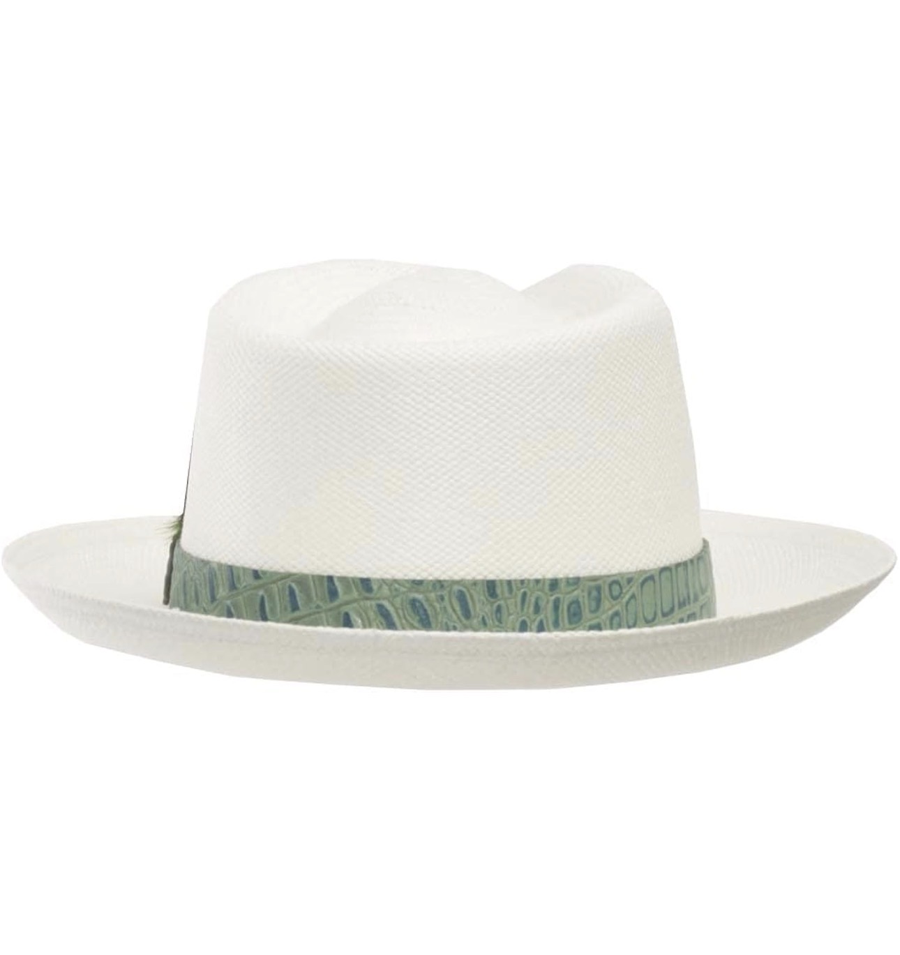 PANAMA STRAW HAT WITH CROC-STYLE DETAIL