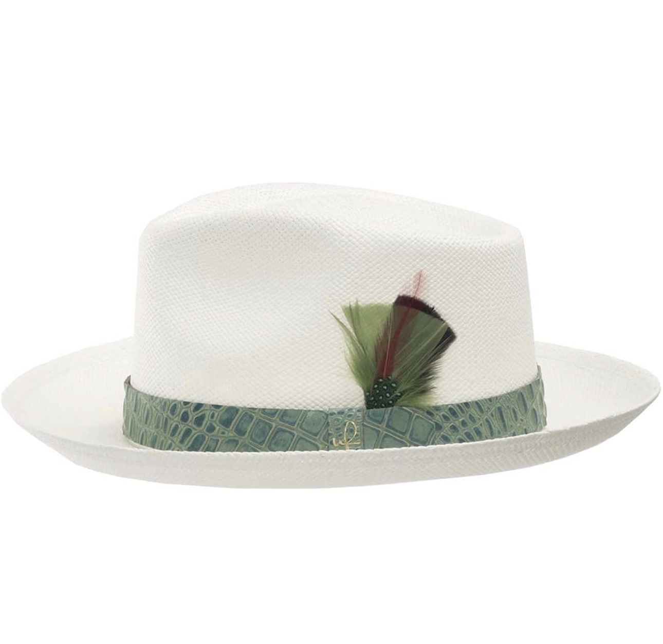 PANAMA STRAW HAT WITH CROC-STYLE DETAIL