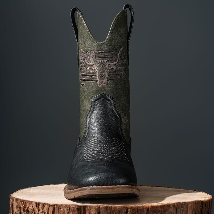 Winbird Cowboy Boots For Men Square Toe Western Men's Boots 