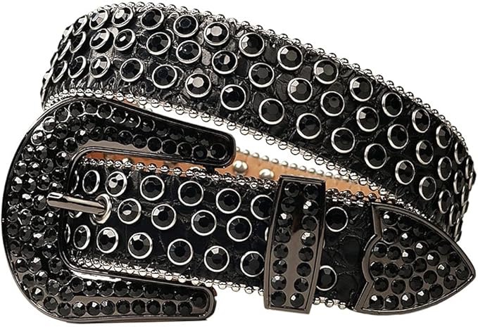 COWGIRL COWBOY WESTERN RHINESTONES BELT REMOVABLE BUCKLE DIAMOND STUDDED FOR WOMEN MEN