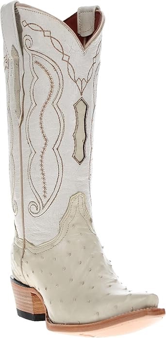 VACCARI WOMEN’S FULL QUILL OSTRICH COWGIRL BOOTS SNIP TOE