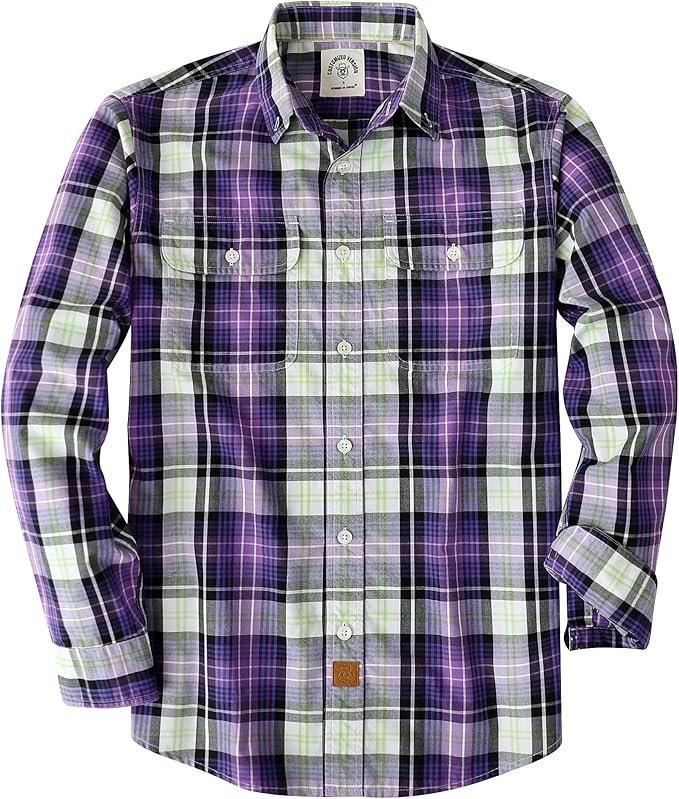 Dubinik Mens Casual Plaid Shirt Long Sleeve