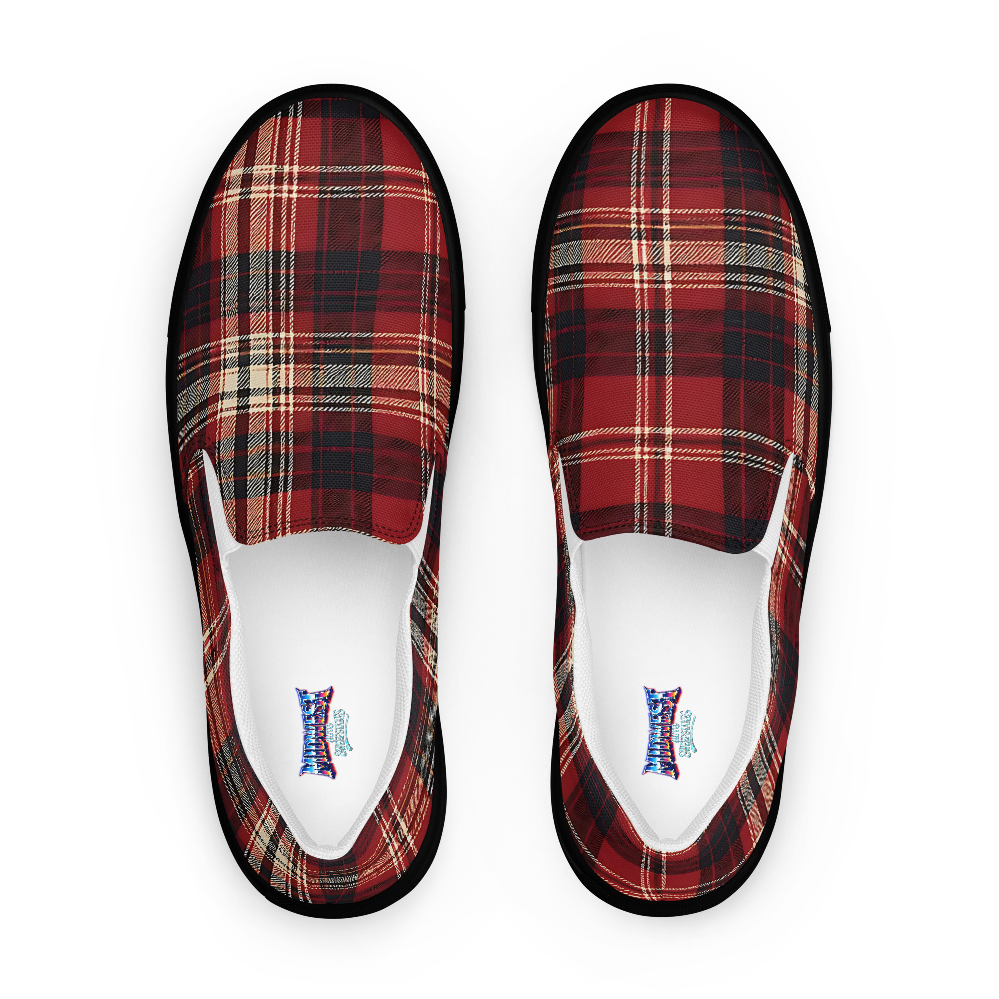Women’s Shoes, Slip-On's - Flannel, Red