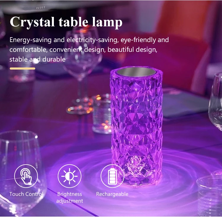 Crystal Table Lamp with Remote Control