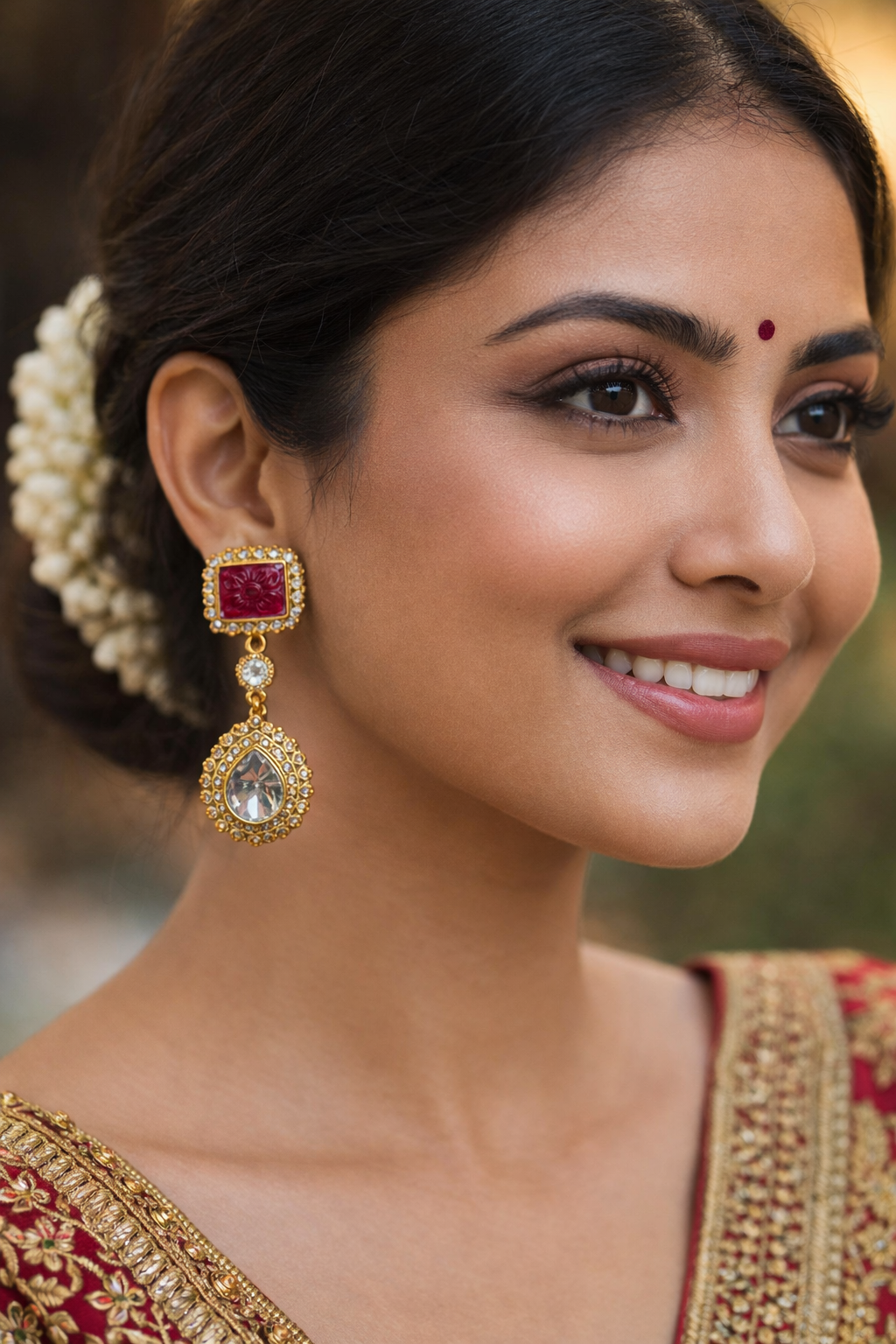 Traditional Kundan Earrings - 925 Sterling Silver 