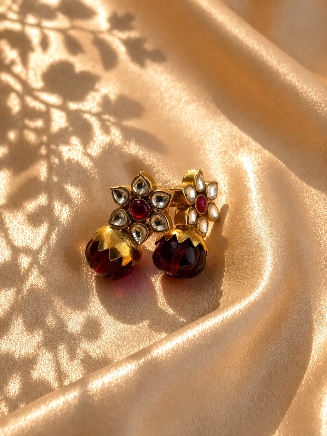 Traditional Kundan Studs - 925 Silver