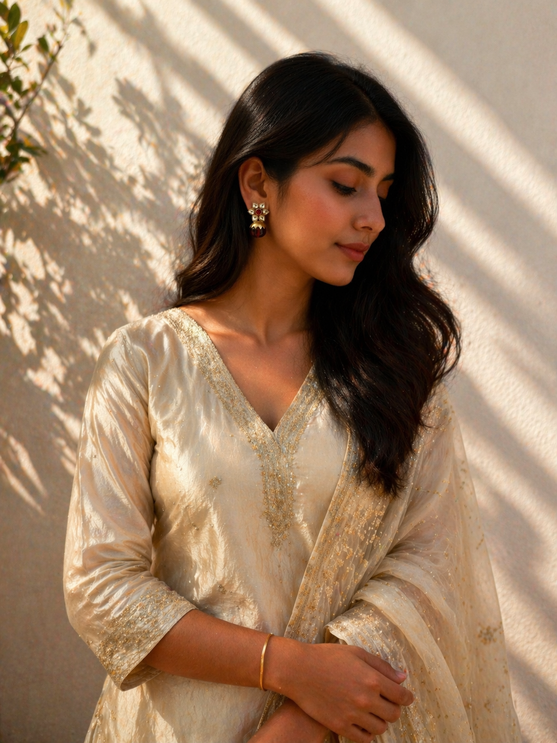 Traditional Kundan Studs - 925 Silver