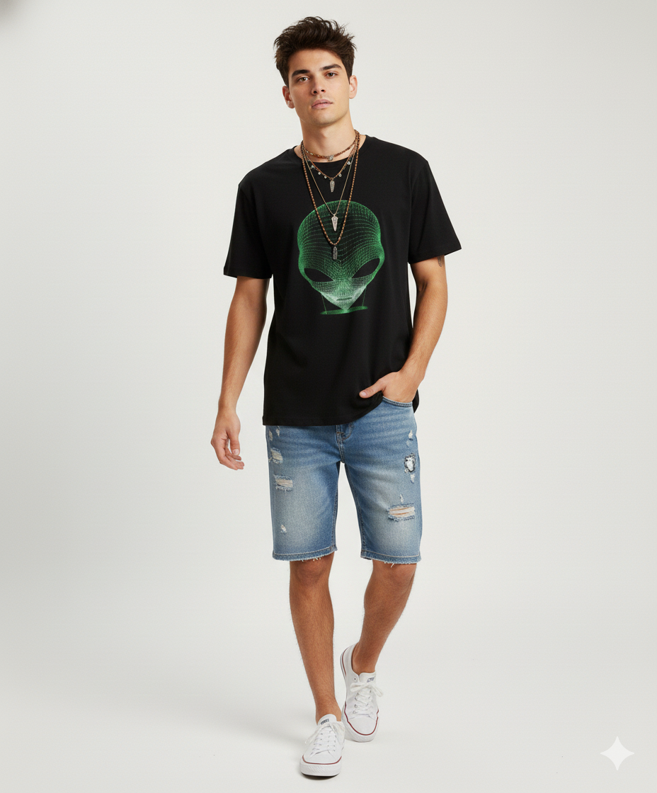 Alien Graphic Black T-Shirt