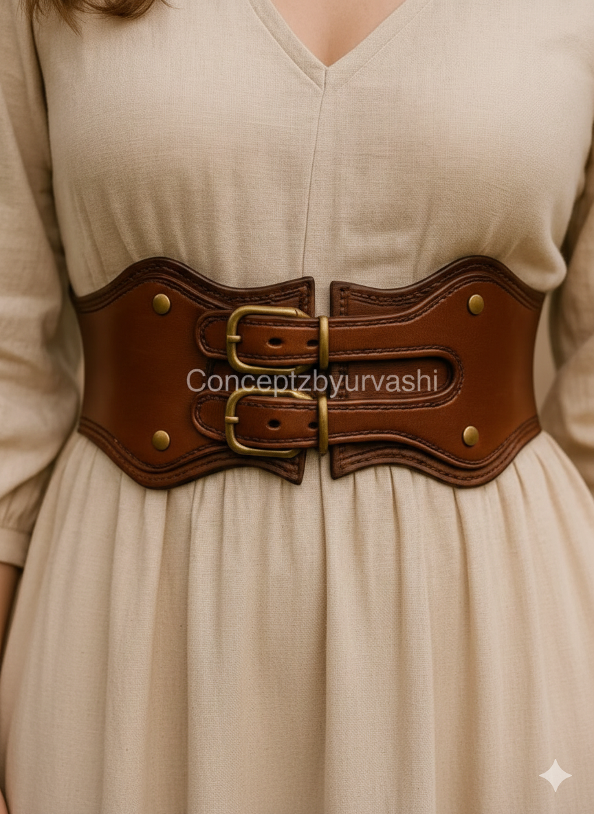 Brown Leather Corset Belt