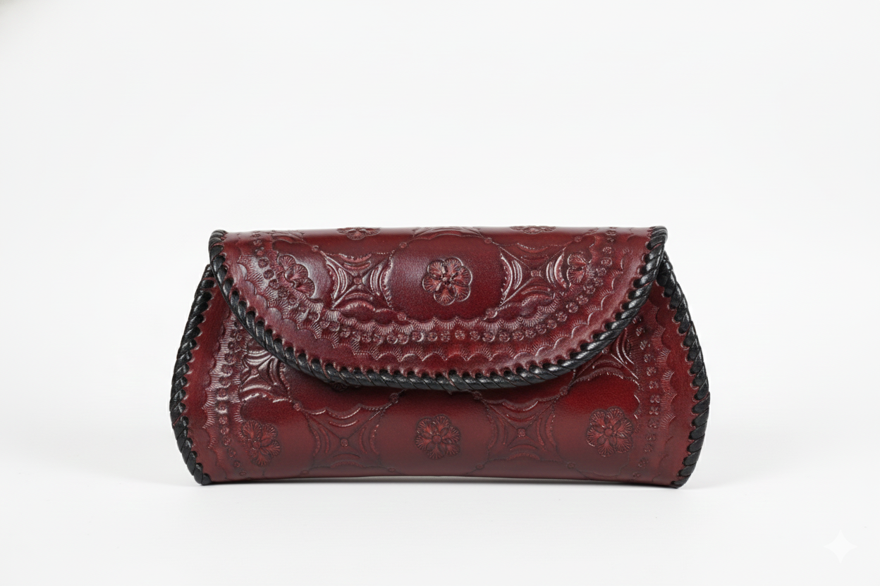 Handcrafted Red Leather Clutch