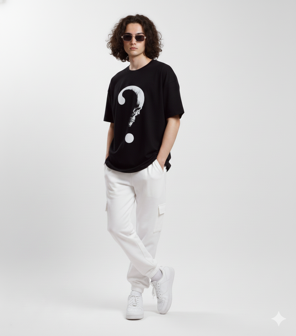 Black Question Mark Graphic T-Shirt