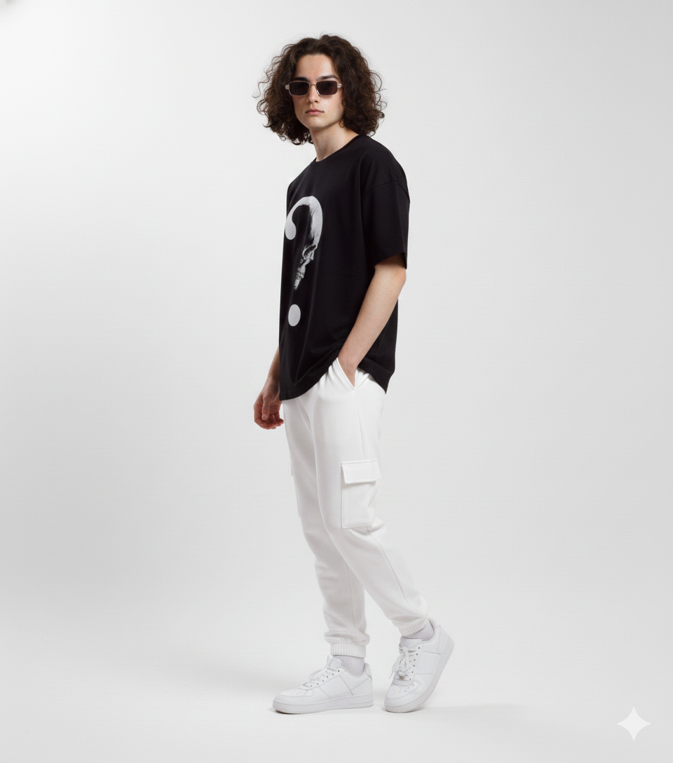 Black Question Mark Graphic T-Shirt