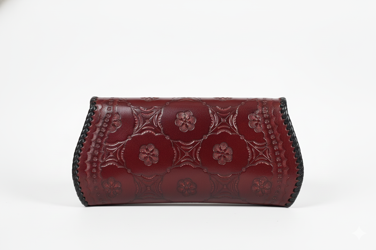 Handcrafted Red Leather Clutch