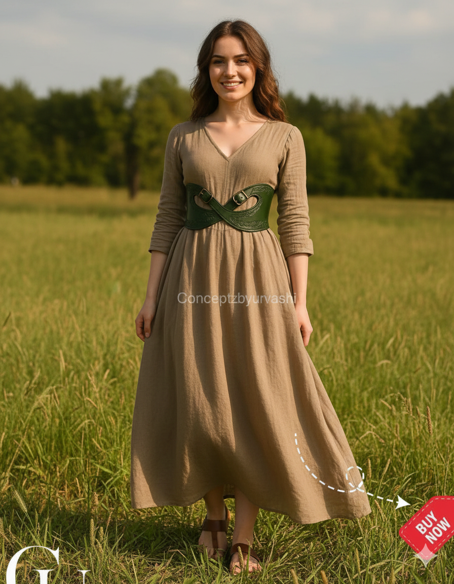 Green Leather Waist Corset Belt