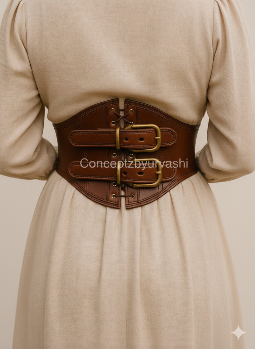 Brown Leather Corset Belt